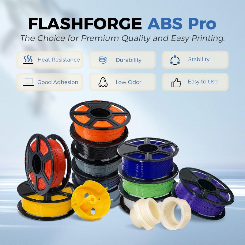 FLASHFORGE ABS Pro Filament 1.75mm Blue, 3D Printer Filament 1kg (2.2lbs) Spool-Dimensional Accuracy +/- 0.02mm, Hot Deformation Below 90â„ƒ, Great for Printing Heat-Resistant Functional Parts - Image 2